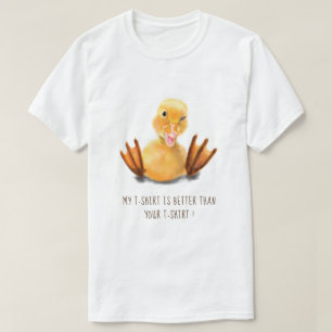 Happy Funny Yellow Duck Playful Wink - voeg tekst T-shirt
