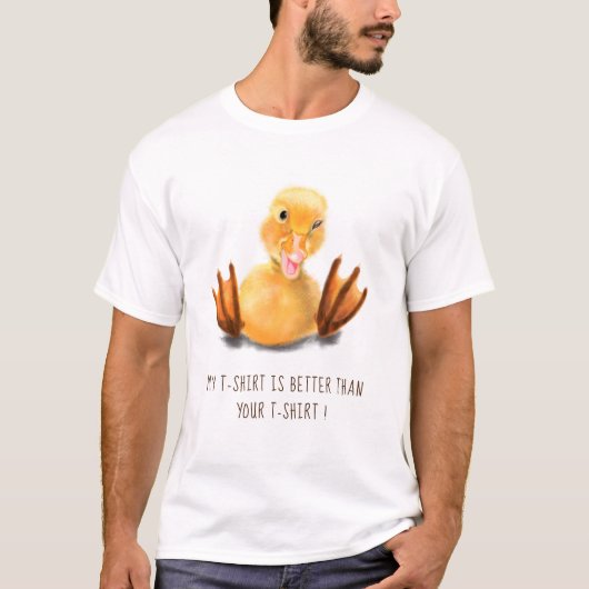 Happy Funny Yellow Duck Playful Wink - voeg tekst  T-shirt (Voorkant)