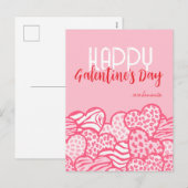 Happy Galentine Blush Pink Animal Print Hartnaam Feestdagenkaart (Voorkant / Achterkant)