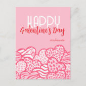 Happy Galentine Blush Pink Animal Print Hartnaam Feestdagenkaart (Voorkant)
