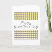 Happy Galentine Day Yellow Grey Heart Pattern Feestdagen Kaart (Voorkant)