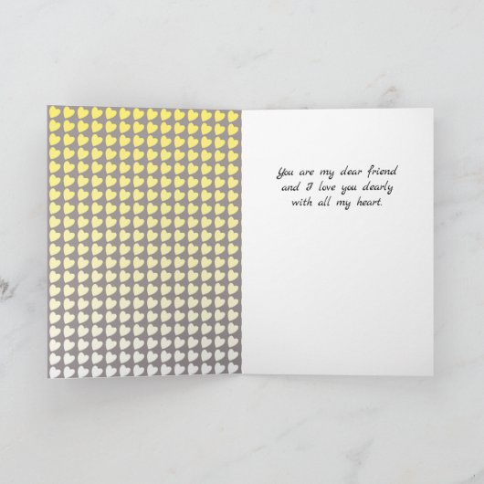 Happy Galentine Day Yellow Grey Heart Pattern Feestdagen Kaart (Binnen)
