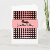 Happy Galentine`s Day Roze Zwarte Hart Patroon Feestdagen Kaart (Voorkant)