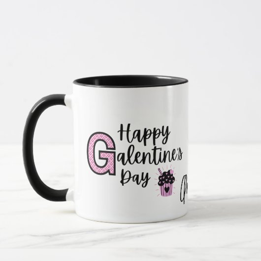 Happy Galentines Dag Roze en Zwarte Mok (Links)