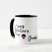 Happy Galentines Dag Roze en Zwarte Mok (Voorkant links)