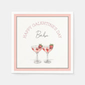 Happy Galentine's Day Babe Aardbei Cocktails Servet (Voorkant)