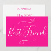 Happy Galentine's Day Beste Vriend Hot Pink Feestdagenkaart (Voorkant / Achterkant)