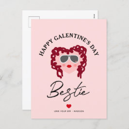 Happy Galentines Day Bestie Chic Script roze hart Feestdagenkaart