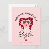Happy Galentines Day Bestie Chic Script roze hart Feestdagenkaart (Voorkant / Achterkant)