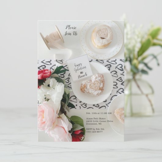 Happy Galentine's Day Black Heart Bunch uitnodigin (Staand voorkant)