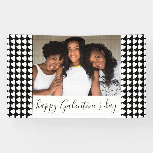 Happy Galentine's Day Black Heart Photo Friend Spandoek (Horizontaal)