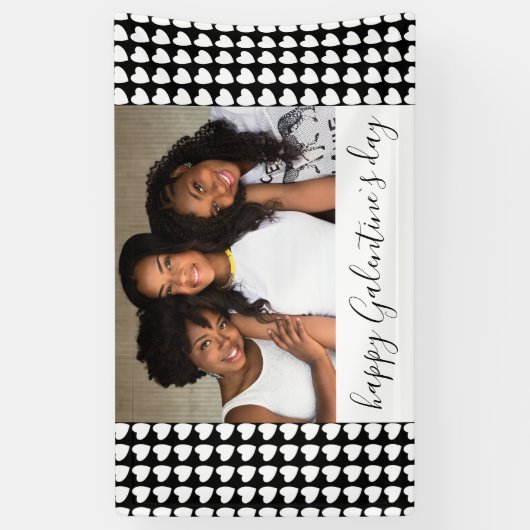 Happy Galentine's Day Black Heart Photo Friend Spandoek (Verticaal)