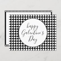 Happy Galentine's Day Black White Heart Pattern