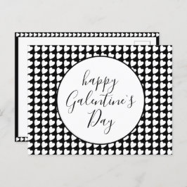 Happy Galentine's Day Black White Heart Pattern Feestdagenkaart