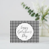 Happy Galentine's Day Black White Heart Pattern Feestdagenkaart (Staand voorkant)