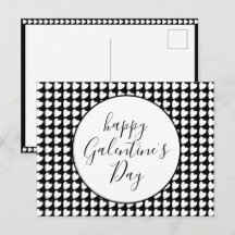 Happy Galentine's Day Black White Heart Pattern