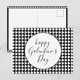 Happy Galentine's Day Black White Heart Pattern Feestdagenkaart