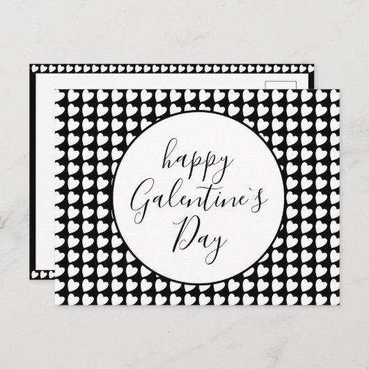 Happy Galentine's Day Black White Heart Pattern Feestdagenkaart (Voorkant / Achterkant)