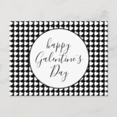 Happy Galentine's Day Black White Heart Pattern Feestdagenkaart (Voorkant)