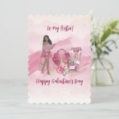 Happy Galentine's Day Black Woman Feestdagenkaart (Staand voorkant)