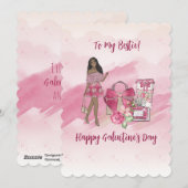 Happy Galentine's Day Black Woman Feestdagenkaart (Voorkant / Achterkant)