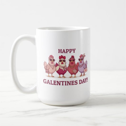 Happy Galentines Day Chicken Squad Cute Funny Hens Koffiemok (Links)