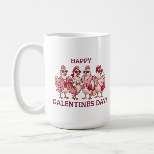 Happy Galentines Day Chicken Squad Funny Glam Hens Koffiemok (Links)