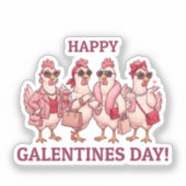 Happy Galentines Day Chicken Squad Funny Glam Hens Sticker (Voorkant)