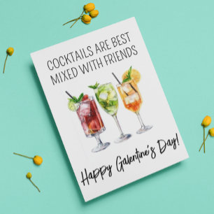 Happy Galentine's Day Cocktail Friends Kaart