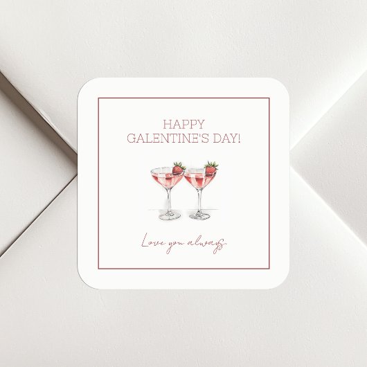 Happy Galentine's Day Cocktails houden altijd van  Vierkante Sticker