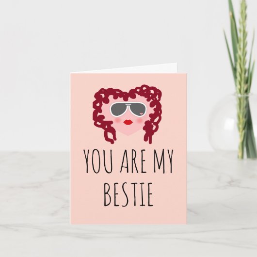 Happy Galentines Day Cute roze Heart Bestie Feestdagen Kaart (Voorkant)