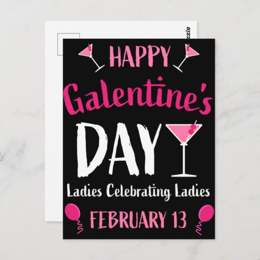 Happy Galentine's Day Februari 13 Briefkaart (Voorkant / Achterkant)