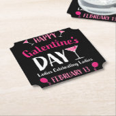Happy Galentine's Day Februari 13 Kartonnen Onderzetters (Gekanteld)