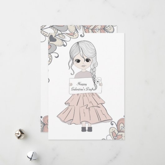 Happy Galentine's Day. Feestdagenkaart (Voorkant / Achterkant in situ)