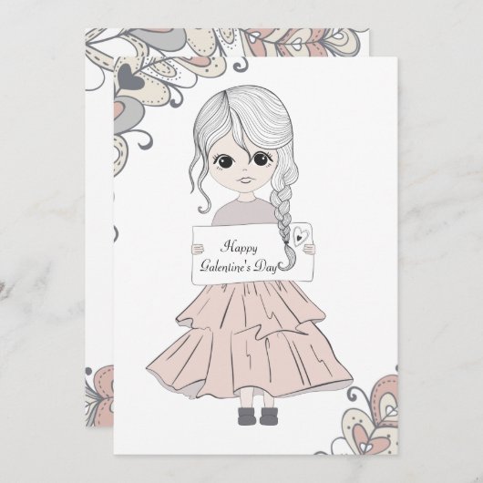 Happy Galentine's Day. Feestdagenkaart (Voorkant / Achterkant)