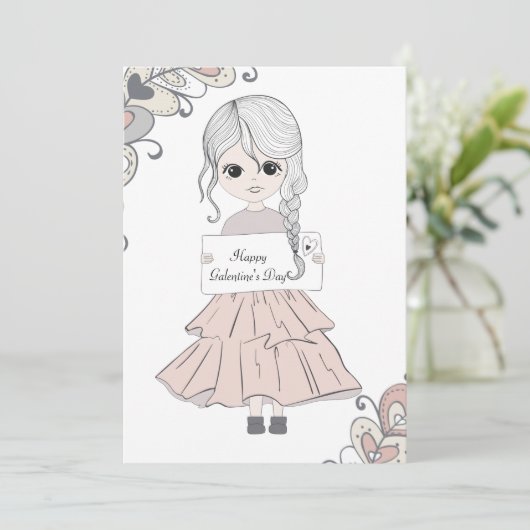 Happy Galentine's Day. Feestdagenkaart (Staand voorkant)