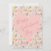Happy Galentine's Day floral girly roze hart Feestdagenkaart (Voorkant)