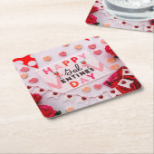 Happy Galentine's Day Food & Spirits Party Kartonnen Onderzetters (Schuin)