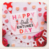 Happy Galentine's Day Food & Spirits Party Kartonnen Onderzetters (Voorkant)