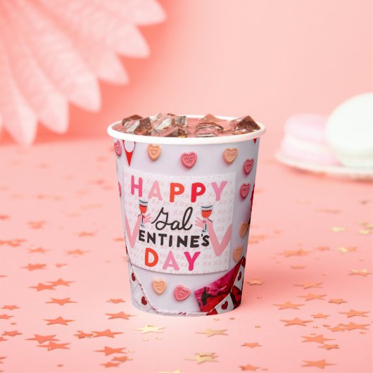 Happy Galentine's Day Food & Spirits Party Papieren Bekers (Insitu)