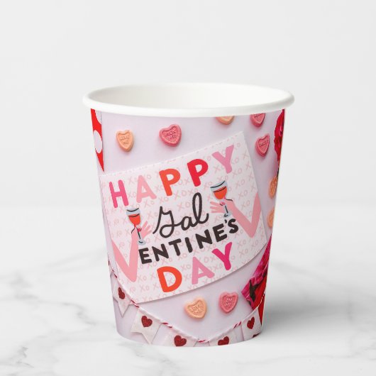 Happy Galentine's Day Food & Spirits Party Papieren Bekers (Achterkant)