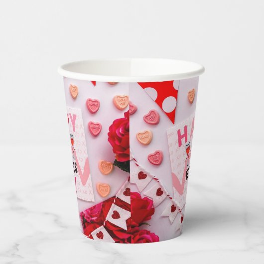 Happy Galentine's Day Food & Spirits Party Papieren Bekers (Links)