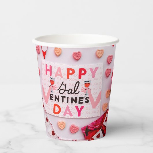 Happy Galentine's Day Food & Spirits Party Papieren Bekers (Voorkant)