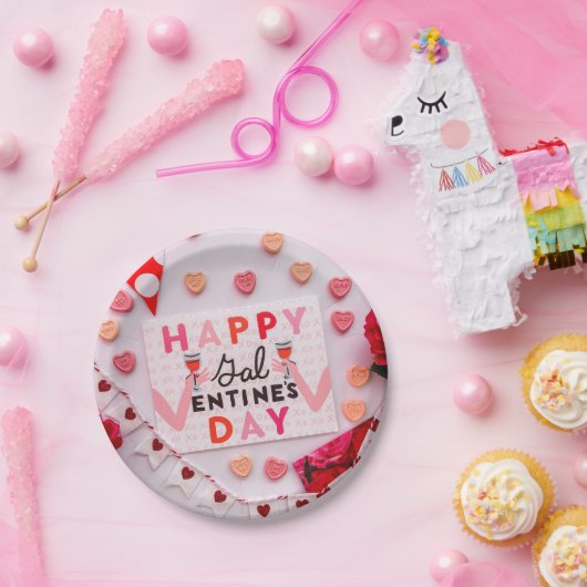 Happy Galentine's Day Food & Spirits Party Papieren Bordje (Feest)
