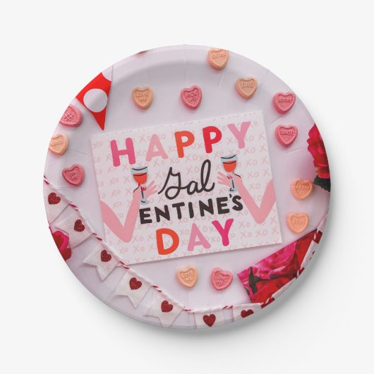 Happy Galentine's Day Food & Spirits Party Papieren Bordje (Voorkant)