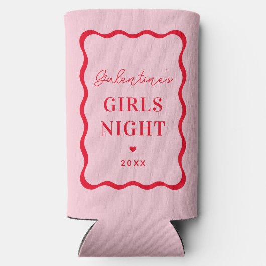 Happy Galentine's Day Girl's Night Gift Favoriet Seltzer Blikjeskoeler (Achterkant)