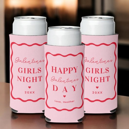Happy Galentine's Day Girl's Night Gift Favoriet Seltzer Blikjeskoeler