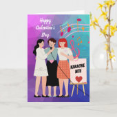 Happy Galentine's Day Girls Night Out Karaoke Kaart (Gele Bloem)