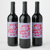 Happy Galentine's Day Hearts Wine Label Wijn Etiket (Flessen)