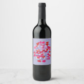 Happy Galentine's Day Hearts Wine Label Wijn Etiket (Voorkant)